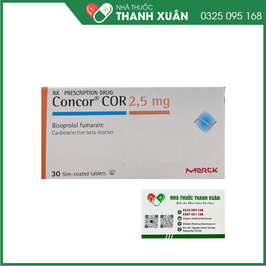 Concor 2,5mg điều trị tăng huyết áp, bệnh mạch vành, bệnh suy tim mạn tính ổn định